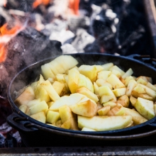 Apple Sauce freshly made in our cast iron pots over flames
