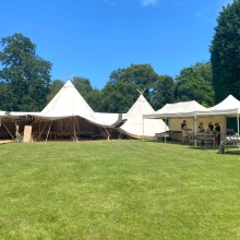 A typical outdoor catering set up for a tipi wedding 